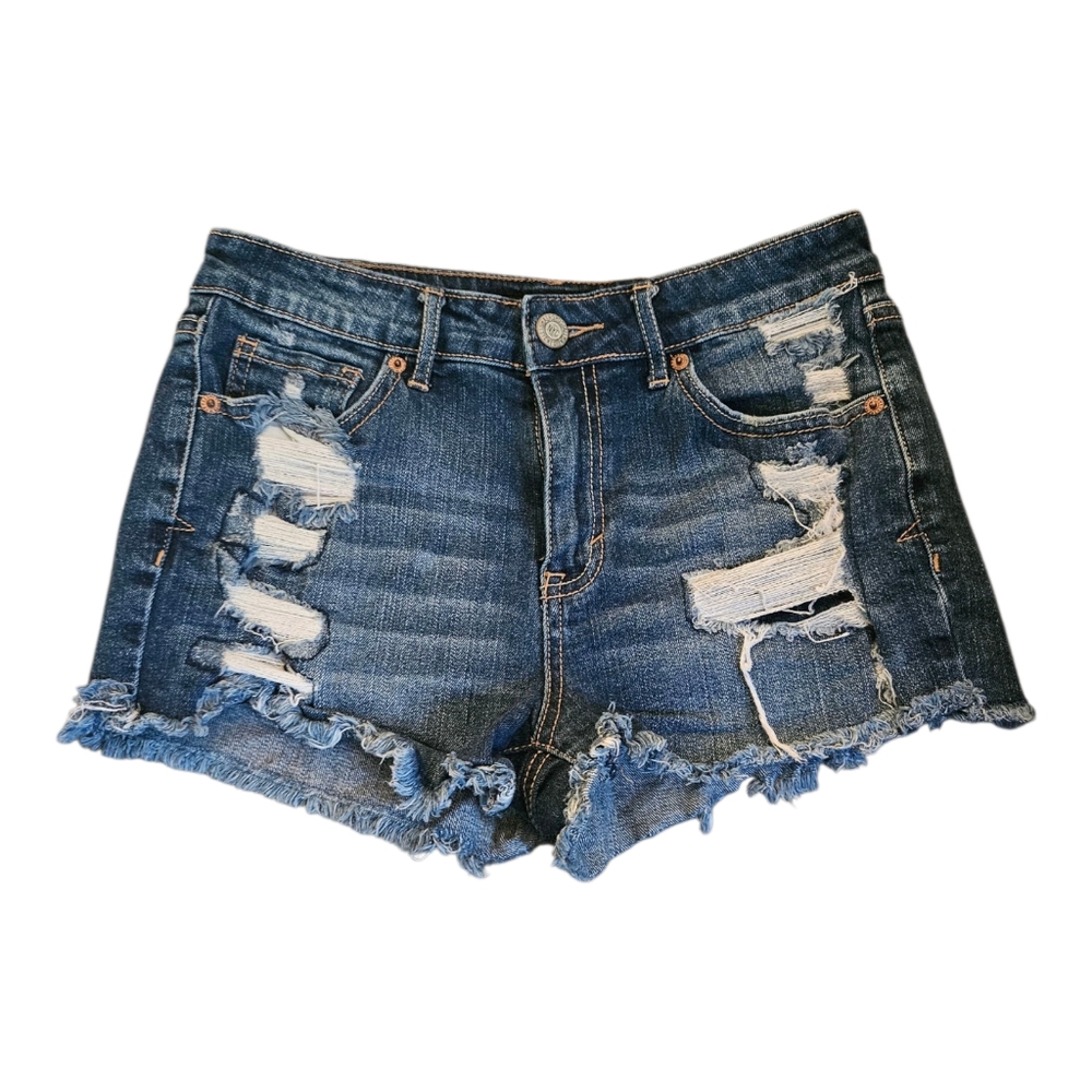 Aeropostale High Waisted Shorty Distressed Denim Shorts Size 6